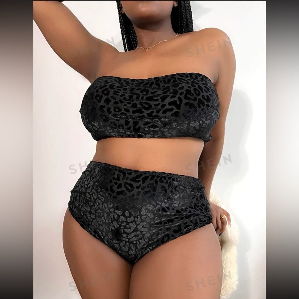 Black Leopard Strapless Swim Set 2XL (16)